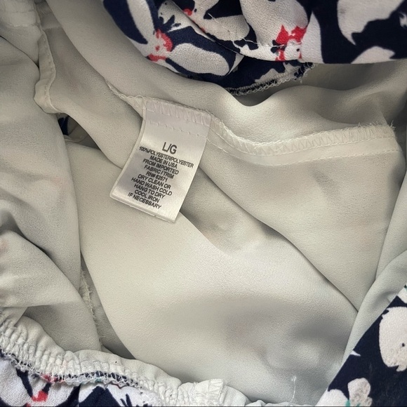 SAKS FIFTH AVENUE Blue White Floral Long Sleeve Romper Large EUC Spring Summer - Picture 5 of 5